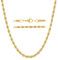 KISPER 18k Gold Hip Hop Braided Rope Chain Necklace – 2mm Gold Plated Solid Stainless Steel Durable Jewelry for Women & Men with Lobster Clasp, 24