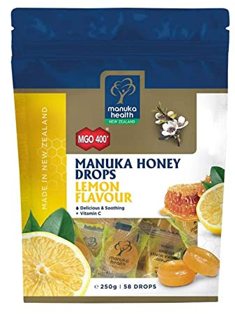 Manuka Health MGO400 Plus Manuka Honey Lozenges with Lemon, 250 g