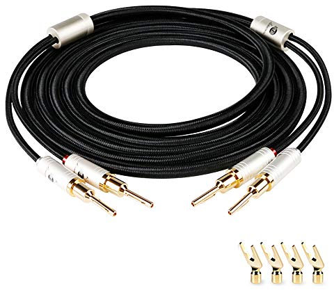 BOAACOUSTIC JIB Audiophile Lautsprecherkabel austauschbares Bananenstecker-Kabel Lautspecher-Kabel mit hochwertigen Bananensteckern und Y Spades, konfektioniert (2 Stück /2,5 meter)