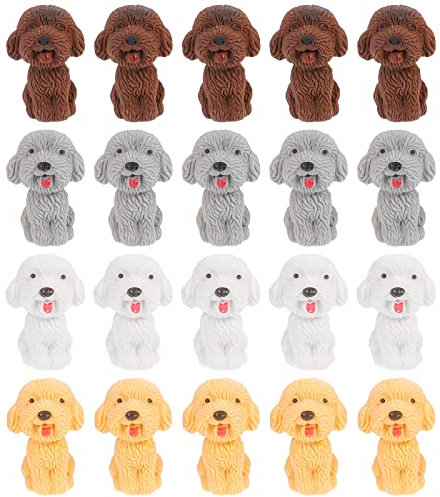 NUOBESTY 20 stücke nette radiergummi hund form gummi radiergummi neuheit schreibwaren set für kinder studenten schule gastgeschenke (gelegentliche farbe)