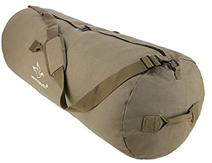 Hoplite Große strapazierfähige Segeltuch-Seesack, Militär- und Armee-Cargo-Stil, Allzweck-Einsatz, taktische Segeltuch, Outdoor-Reiseaufbewahrung (Olivgrün, Medium 63.5 x 106.7 cm)