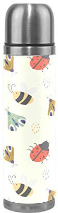 Insectes Papillon Abeille à Miel Bouteille d'eau Isotherme Mug d'emballage en Cuir pour Emballage en Acier Inoxydable Isolé(500 ML)