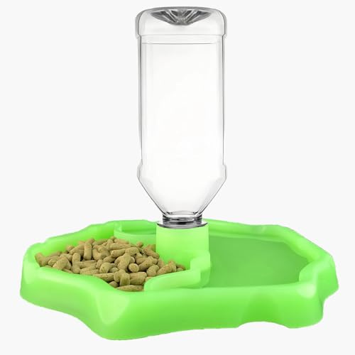 X-zoo Näpfe für Reptilien, Schildkröten Wasserschale 2-in-1 Futterautomat Nassfutter in Plastic Transparent, Terrarium Wasserschale für Reptilien, Amphibien