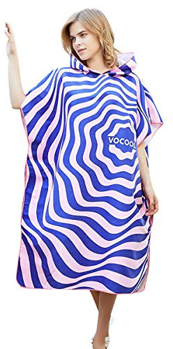 LumiSyne Umziehhilfe Mit Kapuze Surf Poncho Modedruck Streifen Strandhandtuch Mikrofaser Bademantel Schnelltrocknend Sporthandtuch Kompakt Ultra Leicht Schwimmen Handtuch