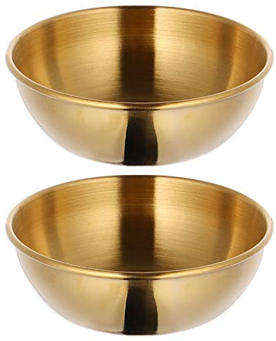 Cabilock Lot de 2 bols à sauce ronds en acier inoxydable - Pour sauce sauce - Pour restaurant de cuisine (dorées)