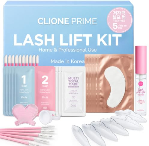 CLIONE PRIME Wimpernlift-Set – 44-teiliges Augenbrauen-Laminierset, 5 Anwendungen, Wimperndauerwelle, Set für Zuhause und professionellen Gebrauch, Wimpern-Lift-Set, hergestellt in Korea