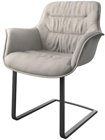 DELIFE Schwingstuhl Kaira-Flex Freischwinger flach Schwarz Stripes Hellgrau