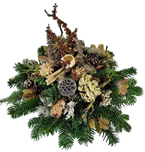 Grabschale Winter - Gesteck Friedhof mit echter Tanne von Flora Trans