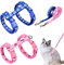 2 Stück Verstellbare Nylon Geschirre Katzenleine,Cat's Claw Marienkäfer-Print Geschirre Katzenleine Kätzchenhalsband， Weiche Katzengeschirr mit Leine für Kätzchen Welpe Kaninchen Hase