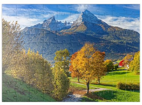 MyPuzzle Bischofswiesen nahe Berchtesgaden mit Blick zum Watzmann - Premium 100 Teile Puzzle - MyPuzzle Sonderkollektion von Puzzle Galaxy