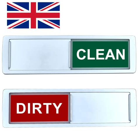 Clean Dirty Dishwasher Magnet [Choose your language] - Easy to read and place. Sliding - Kitchen Organiser - Dishwasher Sign - Magnet Kitchen Gadgets (English)