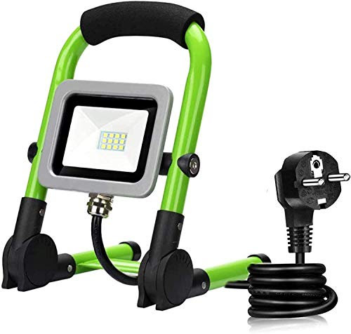 AAOTE Reflector LED Luz de Trabajo LED de 800 LM | Foco de Seguridad Impermeable IP 65 | Luz de inundación 65000K con Luces de Seguridad de Cable y Enchufe de 2,0 m
