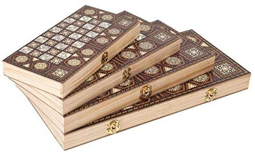 Schachset Tragbares Schachbrett aus Holz Lustige Spiele Schachspielzeug Schachfiguren Unterhaltungsspielbrett Reisespiele Backgammon und Schach