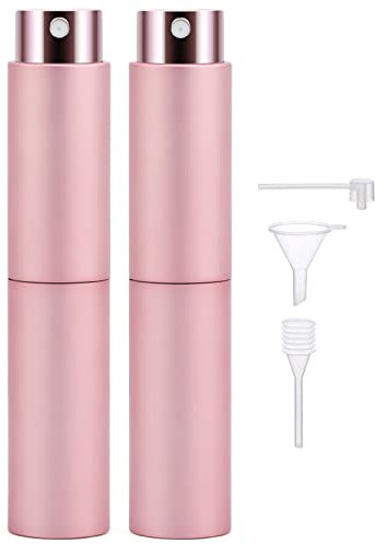 Segbeauty Atomizador Perfume Recargable, 10ml Contenedor de Perfume de Viaje, 2 Piezas Pulverizador Perfume Adecuadas para la Aviación, Rosa Pulverizador Pequeño para Viajes Vacacione