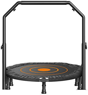 Mini-Trampolin-Jumper, Fitness-Trampolin mit Klappfunktion, Aerobic-Trampolin-Trainer mit verstellbaren Griffen, geeignet für Indoor/Outdoor/Garten/Yoga-Übungen