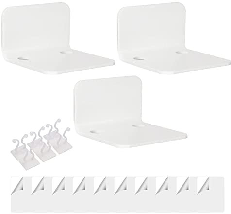 NSXIN 3er Set Acryl Schwebendes Regal Wand Wandregal, 10cm Schweberegale Hängend Montiert Hängeregal Mini Selbstklebend Wand Hängeregal für Schlafzimmer, Wohnzimmer, Badezimmer, Büro, Küche (Weiß)