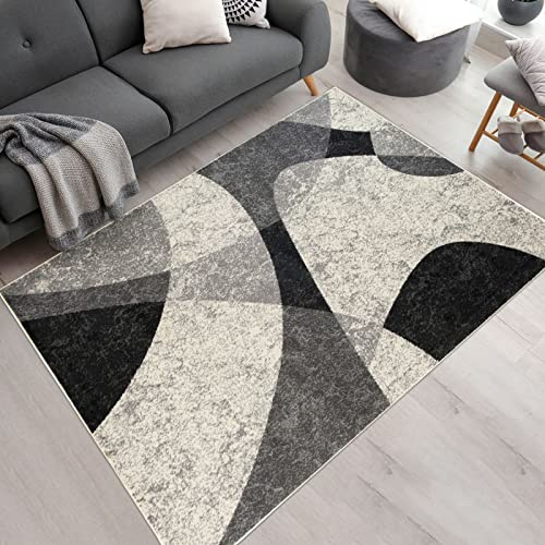Mazovia Modern Teppich - Kurzflor - Teppich für Wohnzimmer, Schlafzimmer, Esszimmer - ÖKO-TEX Wohnzimmerteppich, Robust und pflegeleicht, Niedrige Florhöhe - Grau - 120 x 170 cm