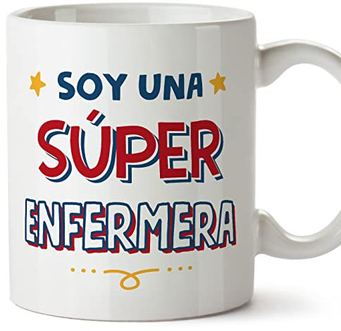 MUGFFINS Tazas para ENFERMERA mujer - En Español - Soy Súper - 11 oz / 330 ml - Regalo original y divertido