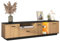 Azkoeesy Mueble TV Salón de 180 cm, con Vetas de Madera, con iluminación LED de 15 Colores, 3 Puertas y cajón, Color Natural y Negro