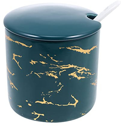 INNAL Ceramic Seasoning Box Porcelain Condiment Jar Spice Container with Lids Spoon Kitchen Cruet Seasoning kitchen sils Tray Salt Cellar Sugar Bowl Food Storage Container for Salt Peppe