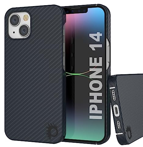 Punkcase for iPhone 14 Carbon Fiber Case [Aramid MagShield Series] Ultra Slim & Light Kevlar Skin W/ Magnetic Charging Circle made from 100% Real Aramid Fiber|Ultimate Protection for iPhone 14 (6.1)