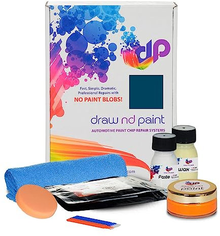 DrawndPaint Touch Up Paint for cars, Scratch Repair, scratch remover kit, brush, compatible with Exact Match color Renault Bleu Omega - H46