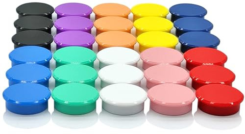 PYJLBX Fridge Magnets, 30 Pack Multicolor Round Mini Craft Magnets, 26mm Diameter, 8mm Thickness, Whimsical Decorative Style