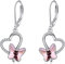 AOBOCO Schmetterling Ohrringe Damen 925 Sterling Silber Leverback Herz Ohrringe Baumeln Tropfen mit Rosa Kristall aus Österreich Geburtstags Geschenke für Frauen Mädchen Frau Tochter Freundin