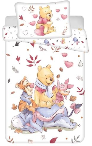 Winnie the Pooh Baby Bedding Set, Reversible Duvet Cover 100 x 135 cm + Pillowcase 40 x 60 cm