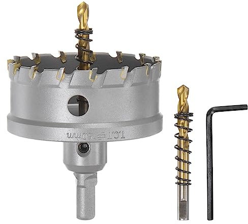 QUARKZMAN Lochsäge 75 mm Hartmetallbohrer Metall Bohrer Hartmetallschneider mit 2 Zentrierbohrer & Sechskantschlüssel für Edelstahl Eisen Legierung Holz Kunststoff Kupfer Aluminum