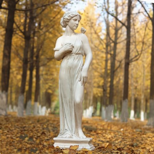 GENUINQ Gartenstatue für den Außenbereich, Nymphe, Skulptur, Göttin der griechischen Mythologie, römischer Stil, Terrasse, Hof, Rasen, Veranda, Dekoration, 81,3 cm, elfenbeinfarben