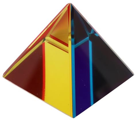 Crystal Pyramid Prism Glass Paperweight, 2.4 InchColors, Desk Ornament with Gift Box for Decoration (50MM)