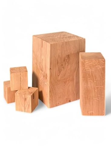 Holzblock Eiche Geölter10x10x..cm Massiver Eichenblock, Holzklotz, Holzdeko, Sitzhocker, Eichenwürfel, Beistelltisch, Hocker (10x10x15cm)