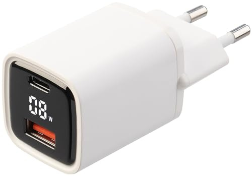 revolt Ladestecker: 2-Port-USB-Netzteil mit USB-A & C, QC 3.0, PD und Display, 33 Watt (Ladegeräte Handy, USBC-Netzteil, Ladegerät Anzeige)