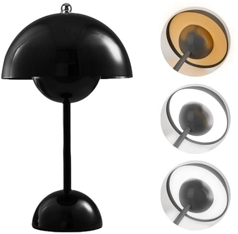 LUPATDY Pilzlampen Tischlampe Flowerpot Lampe Pilz Lampe Kabellos, Touch Dimmbar, 3000k - 6000k, Moderne Aufladbar Tischlampe mit 3 Helligkeitsmodi für Schlafzimmer, Büro, Bars und Restaurants