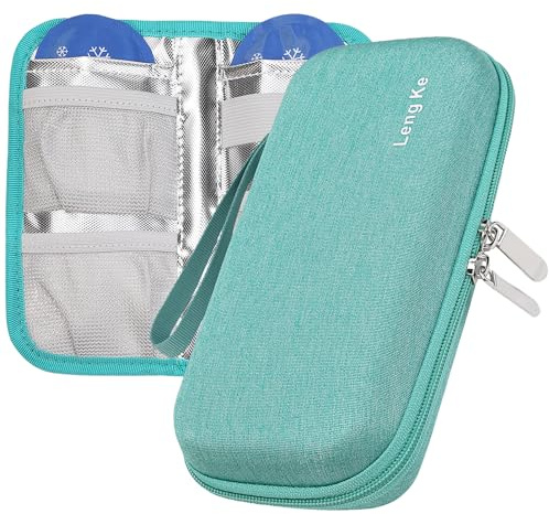 OVAKIA Insulin-Kühltasche für Medikamente, mit 2 Gel-Eispackungen, Reisepackung, hält kühlend, tragbare Diabetiker-Tasche, langlebig, Medikamententasche, Zubehör für Zuhause, Büro, Wandern, Outdoor,