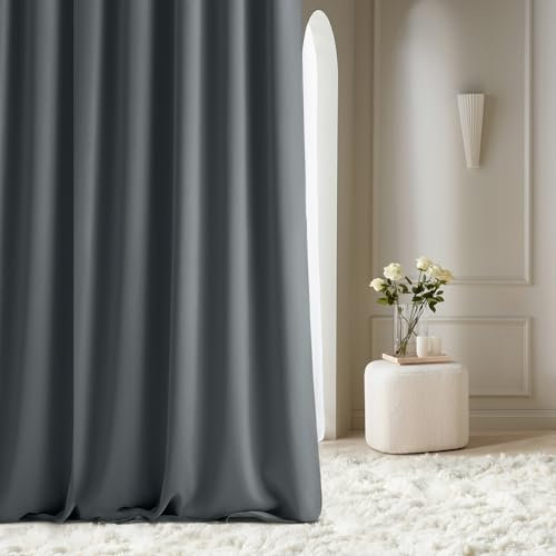 ROOM99 Vorhang mit Silberen Ösen Aura 140 x 240 cm Breite x Höhe Schiebegardinen Modern Curtain Wohnzimmer Schlafzimmer Dunkelgrau, 1 Stück