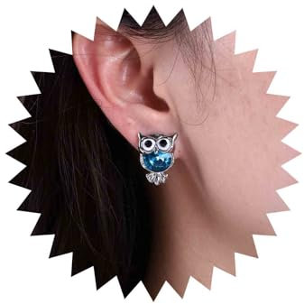 Inateannal Süße Eule Ohrringe - Kristall Vintage Saphir Blau Cubic Zirkonia Strass Tier Schmuck Für Frauen Und Mädchen