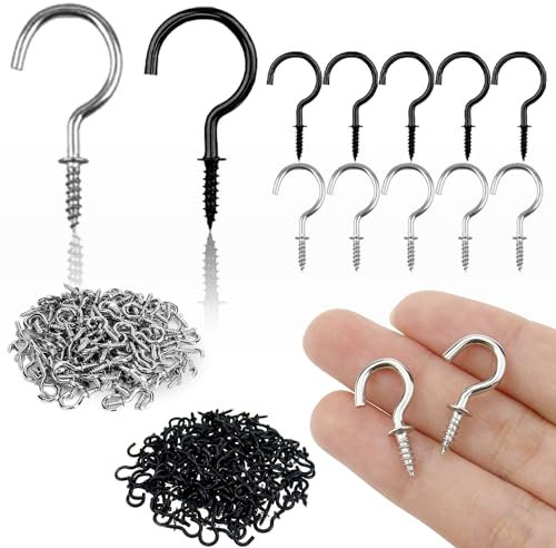 JOOTUEPO 120 Piezas Ganchos de Rosca de Acero Inoxidable, 20mm Ganchos de Tornillo Techo Multiuso Gancho de la Taza de Metal para Colgar Tazas, para Colgar Tazas, Macetas, Luces
