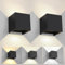 FUPE 2 Stück Wandleuchte Aussen Innen Einstellbare 3 Lichtfarben LED Wandlampe Aussen Außenwandleuchten Modern Schwarz 6W IP65 Wasserdicht quadratisch Aluminium Wandleuchte Passen Sie den Lichtwinkel