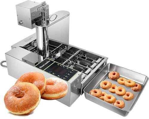 CGLYYDS Donut Maker, 4 Rows Commercial Automatic Donut Maker Machine,Donut fryer 2000w,5.5L hopper,large capacity,for bakery, food cart