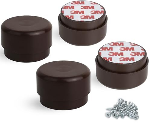 F!XBL Möbelfüße verstellbar selbstklebend Füße für Möbel Ø 55 mm Möbelerhöhung 23-35 mm hoch 4er Set Möbelbeine Rund Braun