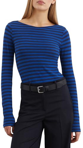 Marc O'Polo Damen Langarmshirt aus Bio-Baumwolle gestreift, Mehrfarbig (Multi), XS