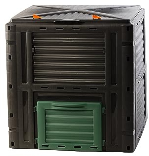 Komposter Modell Max, Schnellkomposter aus stabilem Kunststoff, mit Klappdeckel, 450 Liter (H81 x B80 x T80 cm), Thermokomposter für Garten- und Küchenabfälle Kompost, 100% recycelter Kunststoff,