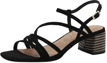 Tamaris Damen Sandalette mit Blockabsatz Leder, schwarz, 42 EU