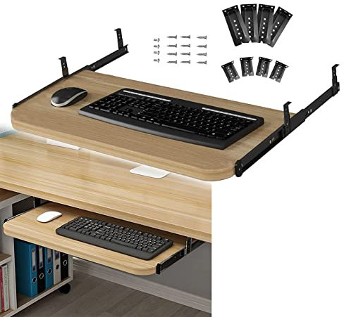 ZHSYXLB Computer Desk Sliding Keyboard Tray Shelf - With 14Inch Sturdy Ball Bearing Drawer Slides Keyboard Shelf Runners - Easy To Slide-Out - For Under Desk Hidden Keyboard Stand