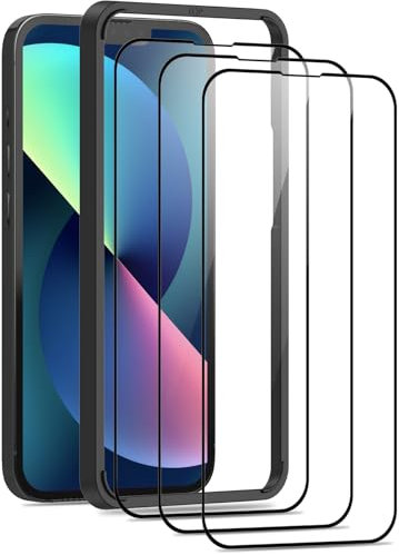 Verre Trempé pour iPhone 13/13 Pro/ 14, 3 Pièces Protection Ecran de Anti Rayures Glass, Haute Sensibilité,Sans Bulless, Complète, Film Trempé