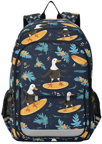 Mnsruu Rucksack mit Skateboard-Ente, für Jungen, Mädchen, Studenten, Schule, Büchertasche, Reisen, Tagesrucksack, Schwarz, mehrfarbig, One size