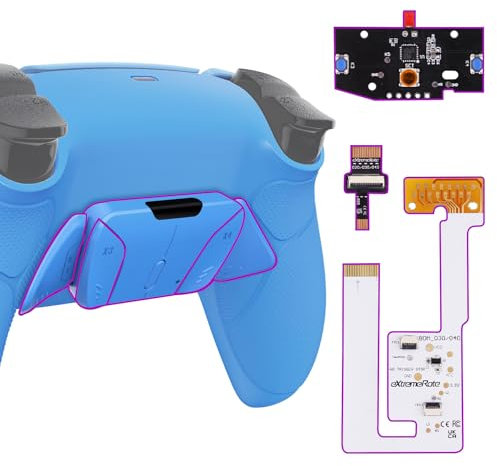eXtremeRate Rise4 V3 Remap Kit per ps5 Controller Joystick,4 Palette Tasti Posteriori Back Button Paddles Cover Grip Gommato per ps5 Joypad BDM-030/040/050-Senza Controller-Starlight Blue