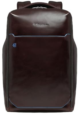 Piquadro – Blue square 14-Laptop-Rucksack – Hochwertiges Leder – Mahagonifarben – Unisex